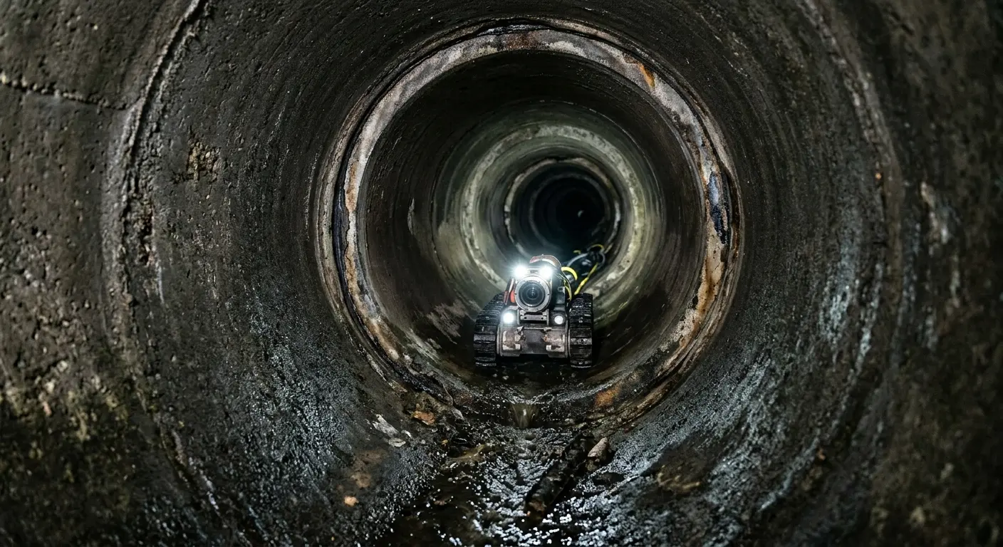 Robotic sewer camera inspecting pipe interior for Drain Snake Service in Emmaus